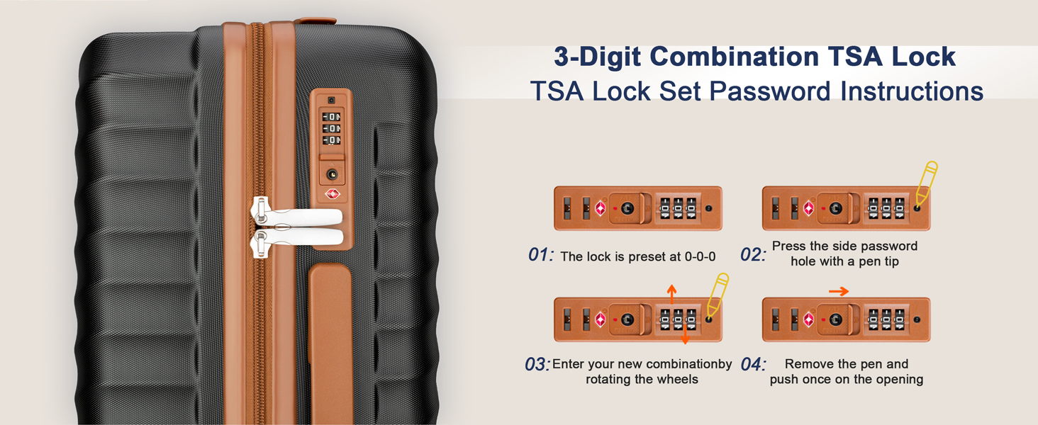 3-Digit Combination TSA Lock