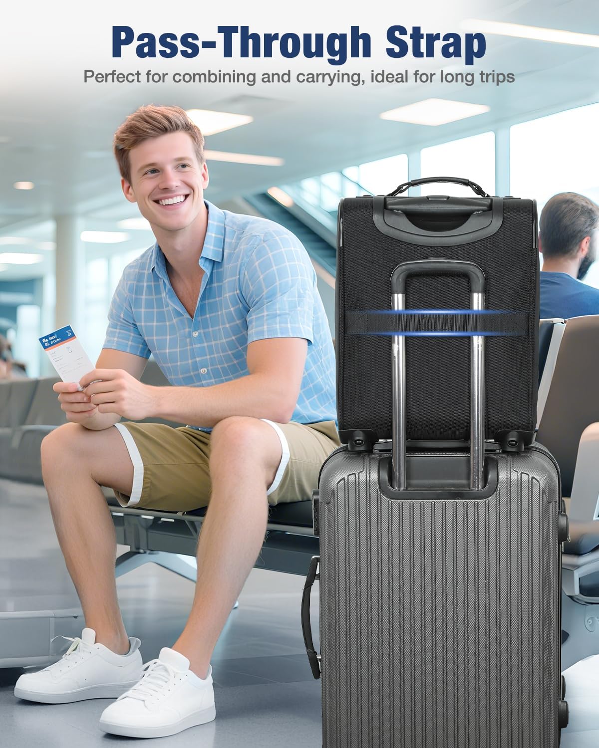 Underseat Carry On Luggage with Wheels, 16-Inch Rolling Under Seat Luggage, Softside Lightweight Carry On Bag for Airplane TSA Travel Personal Item,Travel Luggage for Men Women Business Black - Image 6
