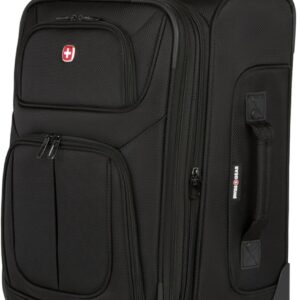 SWISSGEAR Sion Softside Expandable Spinner Luggage Durable Lightweight Travel Suitcase, Black, Carry-On