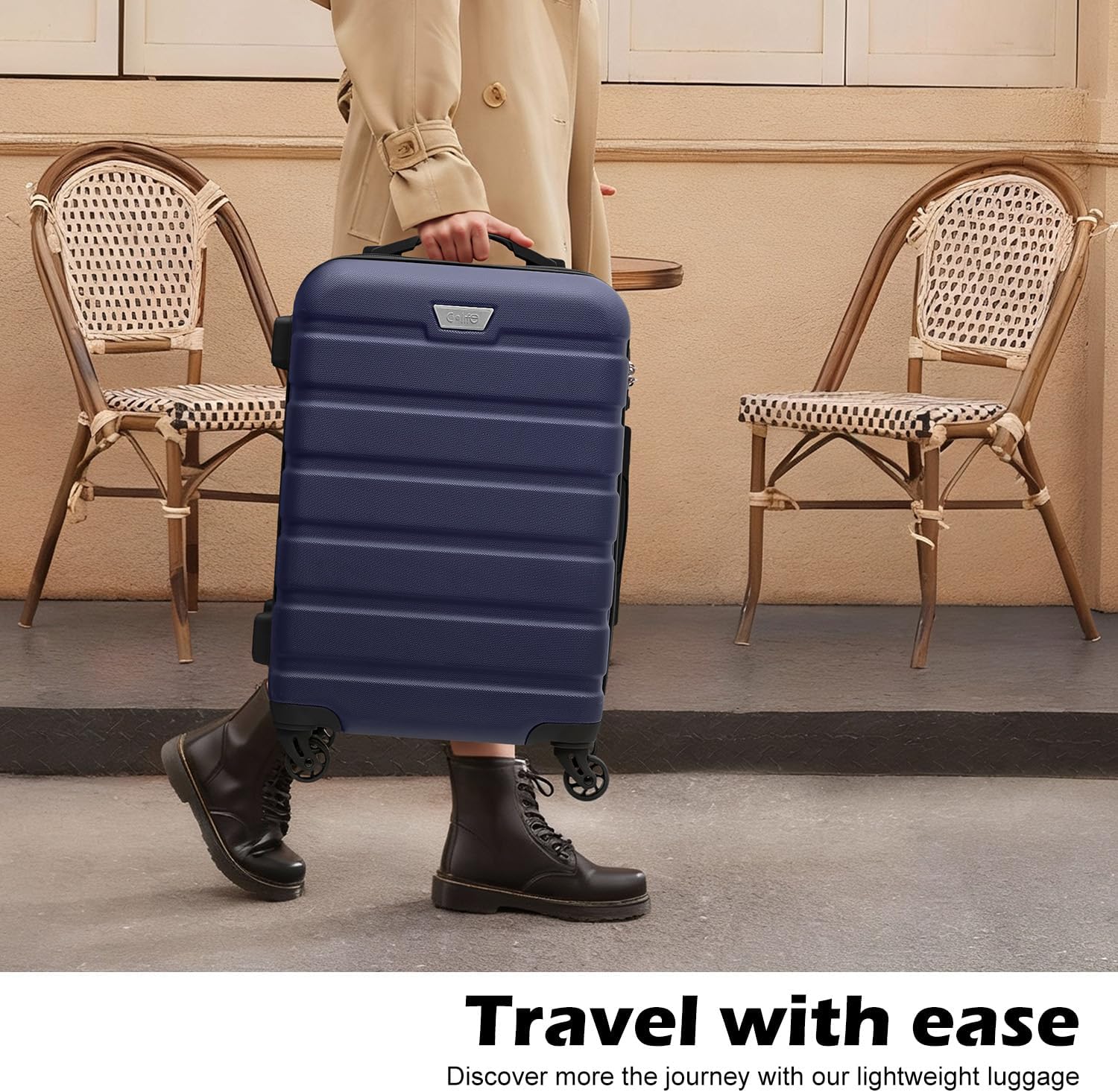 Coolife Luggage 3 Piece Set, Lightweight Durable Hardshell Suitcase set with 360° Spinner Wheels, TSA-approved Lock, Checked Family Travel Luggage sets, 20/24/28 Inch, Navy - Image 6