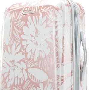 American Tourister Moonlight Hardside Expandable Luggage with Spinner Wheels, Ascending Gardens Rose Gold, Carry-On 21-Inch