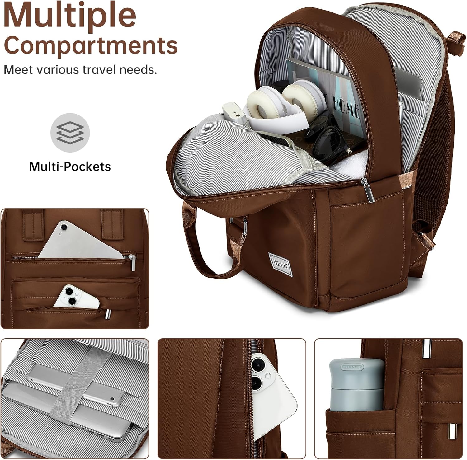 Carry On Luggage 22x14x9 Airline Approved, 22 Inch PP Hardshell Luggage Carry-on Suitcase with Spinner Wheels, Carry On Suitcase Set for Women(Mocha - Image 5